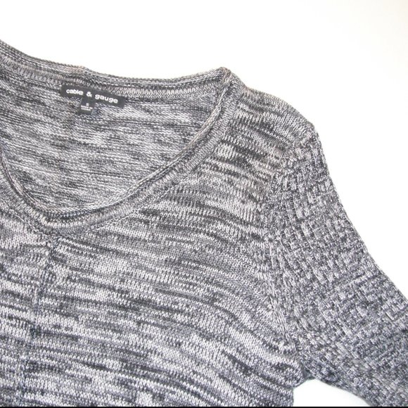 Cable & Gauge Women's Pullover Sweater Size S Black Gray Long Sleeve Like New - Picture 3 of 8